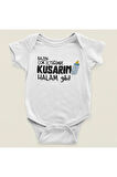 Bazen Çok İçtiğimde Kusarım Halam Gibi Yazılı Pamuklu Yumuşak Unisex Çıtçıtlı Body Zıbın
