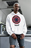 Kaptan Amerika Baskılı Unisex Oversize Avengers Hoodie