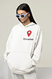 Occupied Yazılı Sevgililere Özel Minimalistik Baskılı Hoodie