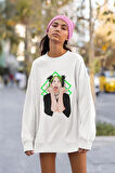 Billie Eilish Baskılı Unisex Oversize Şarkıcı Sweatshirt