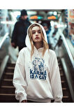 Karma Is A Cat Yazılı Unisex Oversize Taylor Swift Hoodie