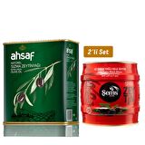 Natürel Sızma Zeytinyağı 2L Teneke  + Yağlı  Siyah  Sele Zeytin 2 Kg  291-320 Kalibre (2'li Ekonomik Paket)