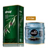 Natürel Sızma Zeytinyağı 5L Teneke  + Yağlı Sele Siyah Zeytin 2 Kg  261-290 Kalibre