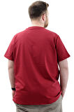 Mode XL Büyük Beden Erkek T-Shirt Basic Likralı Bisiklet Yaka Tişört U24073 Bordo
