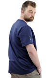 Mode XL Büyük Beden Erkek T-Shirt Basic Likralı Bisiklet Yaka Tişört U24073 İndigo