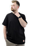 Mode XL Büyük Beden Erkek T-Shirt Basic Likralı Bisiklet Yaka Tişört NEW YORK U24075 Siyah
