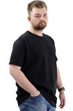 Mode XL Büyük Beden Erkek T-Shirt İnterlok Basic Bisiklet Yaka Tişört STRIVE U24078 Siyah
