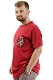 Mode XL Büyük Beden Erkek Tişört Baskılı Bisiklet Yaka Pamuklu CHANGE U24084 Bordo