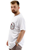 Mode XL Büyük Beden Erkek Tişört Baskılı Bisiklet Yaka Pamuklu CHANGE U24084 Beyaz