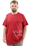  Mode XL Battal Beden Erkek Pamuklu T-Shirt Yumuşak Dokulu Baskılı BELIEF U24085 Bordo