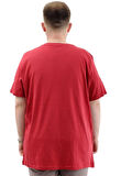  Mode XL Battal Beden Erkek Pamuklu T-Shirt Yumuşak Dokulu Baskılı BELIEF U24085 Bordo