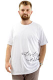 Mode XL Battal Beden Erkek Pamuklu T-Shirt Yumuşak Dokulu Baskılı BELIEF U24085 Beyaz