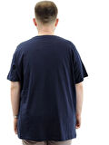  Mode XL Battal Beden Erkek Pamuklu T-Shirt Yumuşak Dokulu Baskılı BELIEF U24085 Lacivert