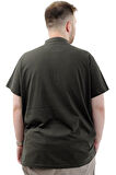 Mode XL Büyük Beden Erkek Tişört Düğmeli Hakim Yaka T-Shirt U24339 Haki