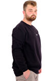 Mode XL Büyük Beden Erkek Sweatshirt 3 İplik Şardonlu DIVISION U24548 Siyah