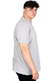 Mode XL Büyük Beden Erkek Hakim Yaka Tişört Waffle U20036 Gri