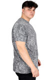 Mode XL Büyük Beden Erkek T-Shirt Bisiklet Yaka Aşındırma Baskı U20037 Antrasit