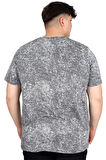 Mode XL Büyük Beden Erkek T-Shirt Bisiklet Yaka Aşındırma Baskı U20037 Antrasit