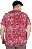 Mode XL Büyük Beden Erkek T-Shirt Bisiklet Yaka Aşındırma Baskı U20037 Bordo