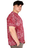 Mode XL Büyük Beden Erkek T-Shirt Bisiklet Yaka Aşındırma Baskı U20037 Bordo