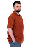 Mode XL Büyük Beden Erkek T-Shirt Polo Yaka Cepli Klasik Pike 20552 Tarçın