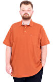 Mode XL Büyük Beden Erkek T-Shirt Polo Yaka Cepli Klasik Pike 20552 Tarçın