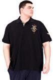 Mode XL Büyük Beden Erkek Polo Yaka T-Shirt Nakışlı U25307 Siyah