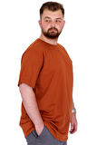 Mode XL Büyük Beden Erkek T-Shirt Bisiklet Yaka Chneyrmd U25020 Tarçın