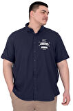 Mode XL Büyük Beden Erkek Gabardin Gömlek Everyday Essentials U25602 Lacivert