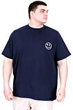 Mode XL Büyük Beden Erkek T-Shirt Bisiklet Yaka GREAT U25024 Lacivert