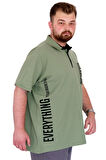 Mode XL Büyük Beden Erkek T-Shirt Polo Yaka REAL U25309 Çağla