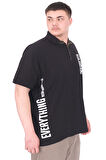 Mode XL Büyük Beden Erkek T-Shirt Polo Yaka REAL U25309 Siyah