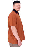 Mode XL Büyük Beden Erkek T-Shirt Polo Yaka YOURSELF U25310 Tarçın