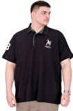 Mode XL Büyük Beden Erkek T-Shirt Polo Yaka Nakış Detaylı U25311 Siyah