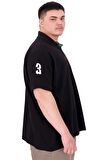 Mode XL Büyük Beden Erkek T-Shirt Polo Yaka Nakış Detaylı U25311 Siyah