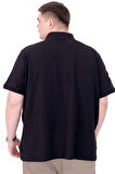 Mode XL Büyük Beden Erkek T-Shirt Polo Yaka Nakış Detaylı U25311 Siyah