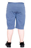 Mode XL Büyük Beden Erkek Şort 2 İplik Parçalı U25504 Mavi