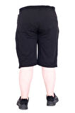 Mode XL Büyük Beden Erkek Şort 2 İplik Parçalı U25504 Siyah