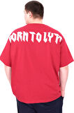 Mode XL Büyük Beden Erkek T-Shirt Bisiklet Yaka BORN TOLYFT U25029 Bordo