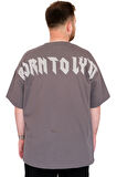 Mode XL Büyük Beden Erkek T-Shirt Bisiklet Yaka BORN TOLYFT U25029 Füme