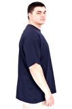 Mode XL Büyük Beden Erkek T-Shirt Bisiklet Yaka FAITH U25030 Lacivert