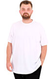 Mode XL Büyük Beden Erkek T-Shirt Bisiklet Yaka U25035 Beyaz