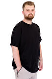 Mode XL Büyük Beden Erkek T-Shirt Bisiklet Yaka U25035 Siyah