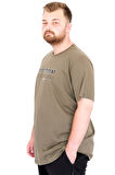 Mode XL Büyük Beden Erkek T-Shirt Bisiklet Yaka BOSTON U25037 Haki