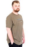 Mode XL Büyük Beden Erkek T-Shirt Bisiklet Yaka BOSTON U25037 Haki