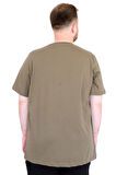 Mode XL Büyük Beden Erkek T-Shirt Bisiklet Yaka BOSTON U25037 Haki