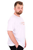 Mode XL Büyük Beden Erkek T-Shirt Bisiklet Yaka ORIGINALS U25038 Beyaz