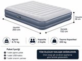 Çift Kişilik Şişme Yatak 203x152x36 cm USB Şarjlı Dahili Pompalı Hava Yatağı 300 Kg Taşıma Kapasiteli