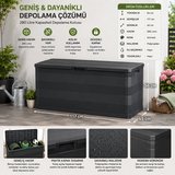280 Litre Antrasit Bahçe Depolama Sandığı Kapaklı Polipropilen Dış Mekân Saklama Kutusu 117x45x56 cm