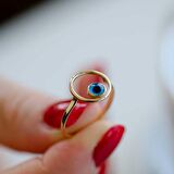 14k Altın Nazar Boncuklu Eklem Yüzük